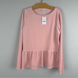 NWT Crewcuts Girls Pink Peplum Long Sleeve Top Size 12